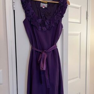 Anthropologie Purple Ruffled Midi Dress